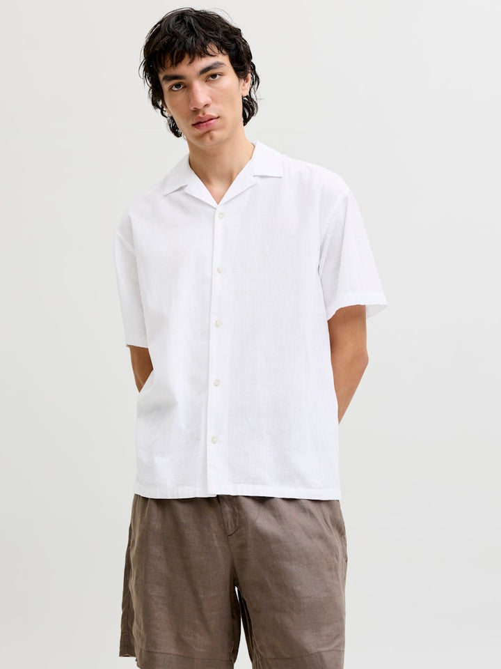 Jjesummer Linen Blend Resort Shirt Ss Sn - Off-white