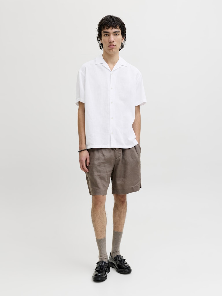 Jjesummer Linen Blend Resort Shirt Ss Sn - Off-white