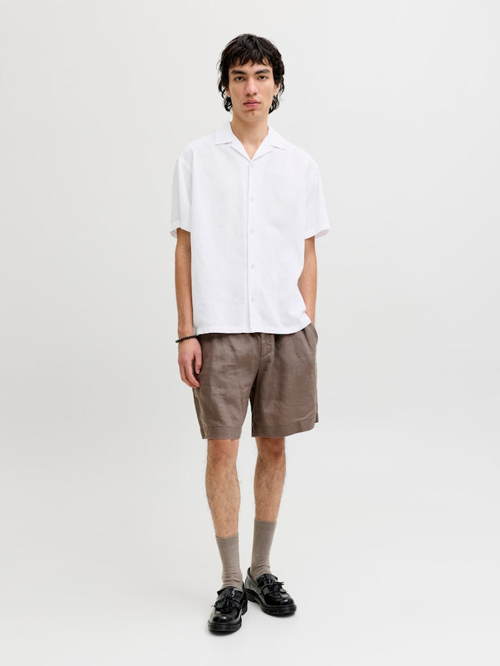 Jjesummer Linen Blend Resort Shirt Ss Sn - Off-white