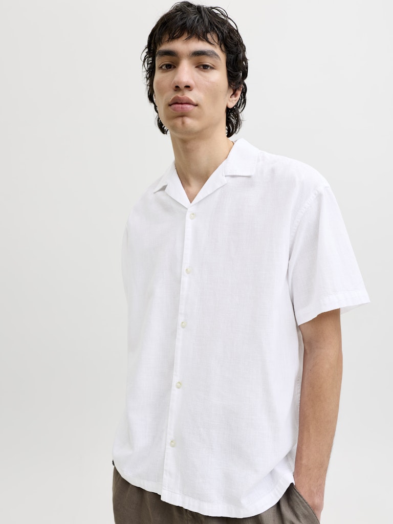 Jjesummer Linen Blend Resort Shirt Ss Sn - Off-white