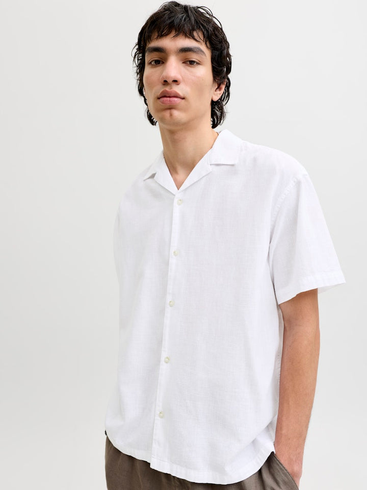 Jjesummer Linen Blend Resort Shirt Ss Sn - Off-white