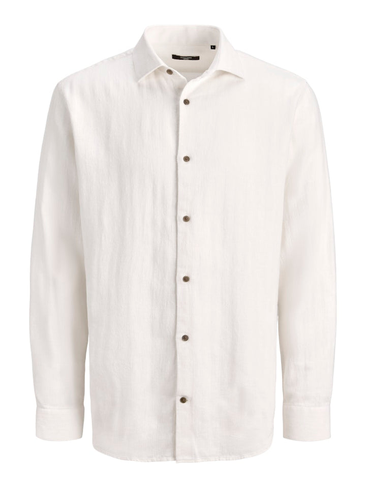 Jprblaparker Linen Blend L/s Shirt - Off-white