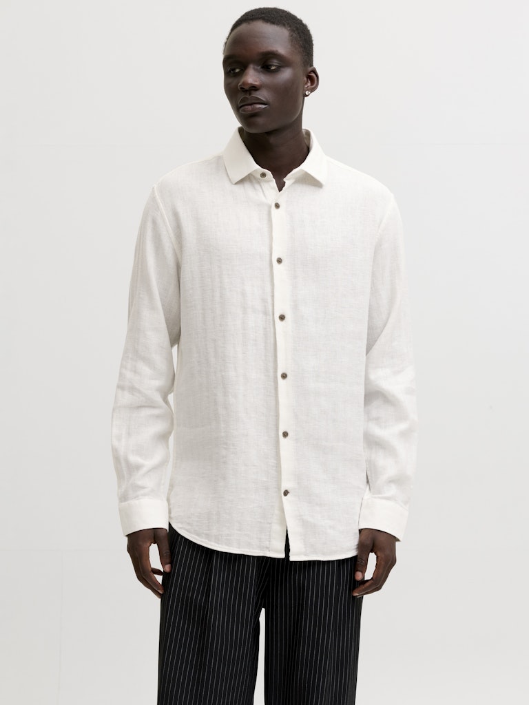 Jprblaparker Linen Blend L/s Shirt - Off-white