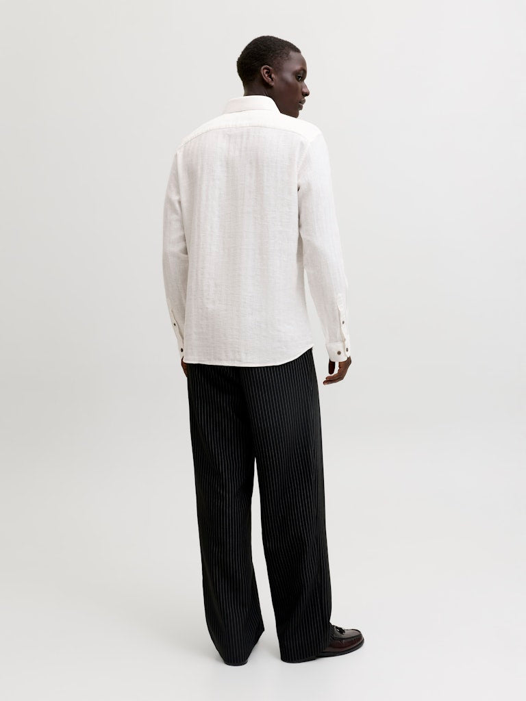 Jprblaparker Linen Blend L/s Shirt - Off-white