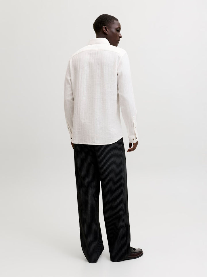 Jprblaparker Linen Blend L/s Shirt - Off-white