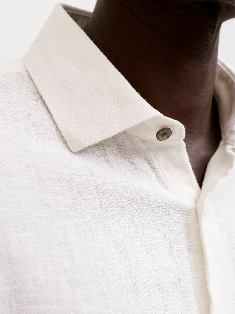 Jprblaparker Linen Blend L/s Shirt - Off-white