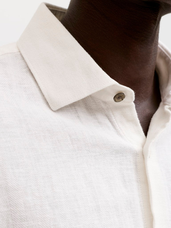 Jprblaparker Linen Blend L/s Shirt - Off-white