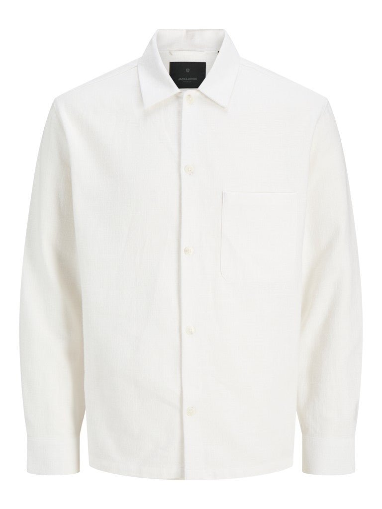 Jprblaregent Linen Blend Ls Overshirt - Off-white