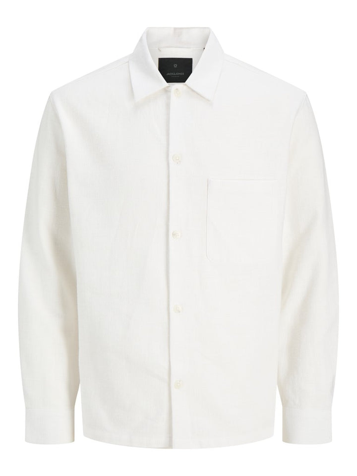 Jprblaregent Linen Blend Ls Overshirt - Off-white