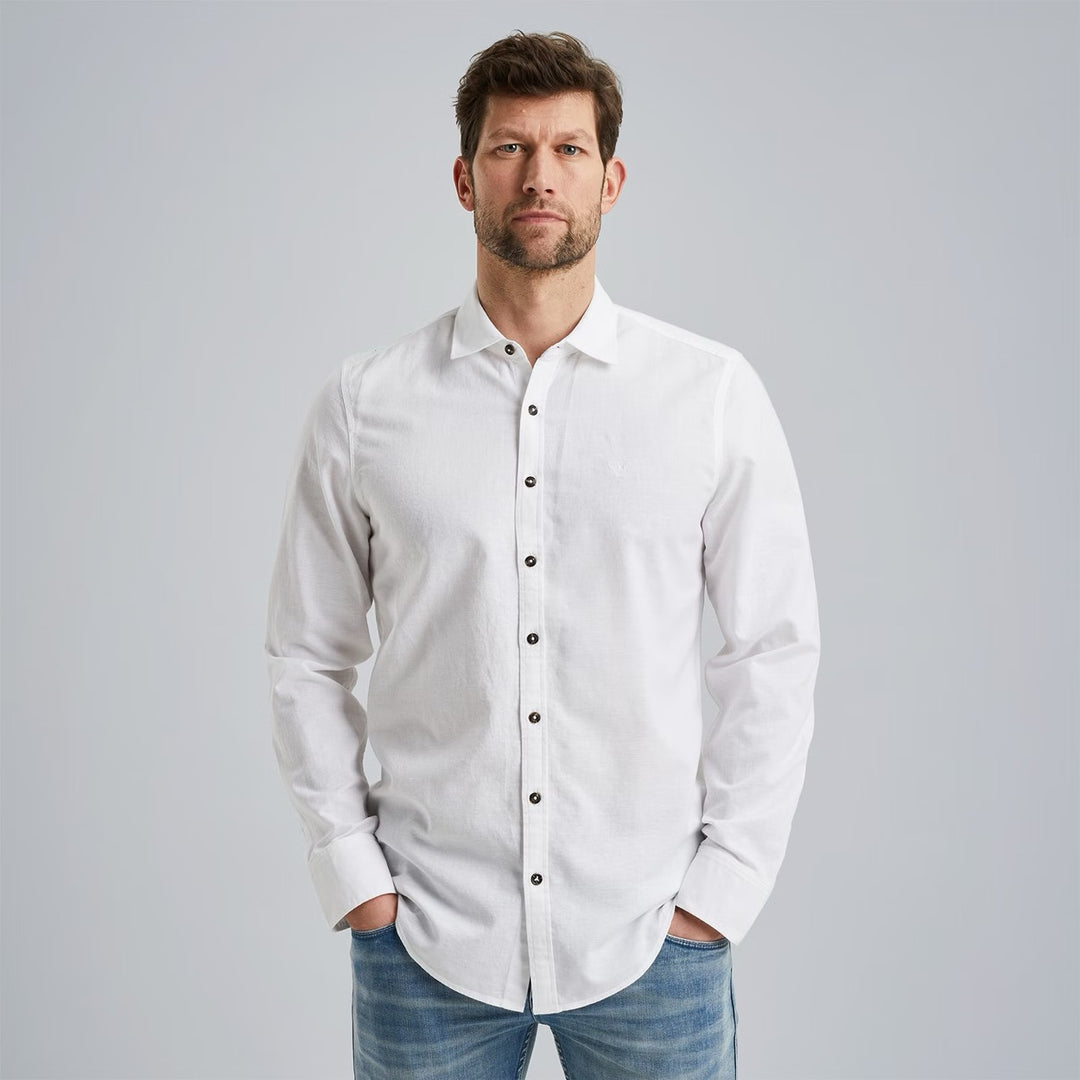 Long Sleeve Shirt Ctn/linen - Off-white