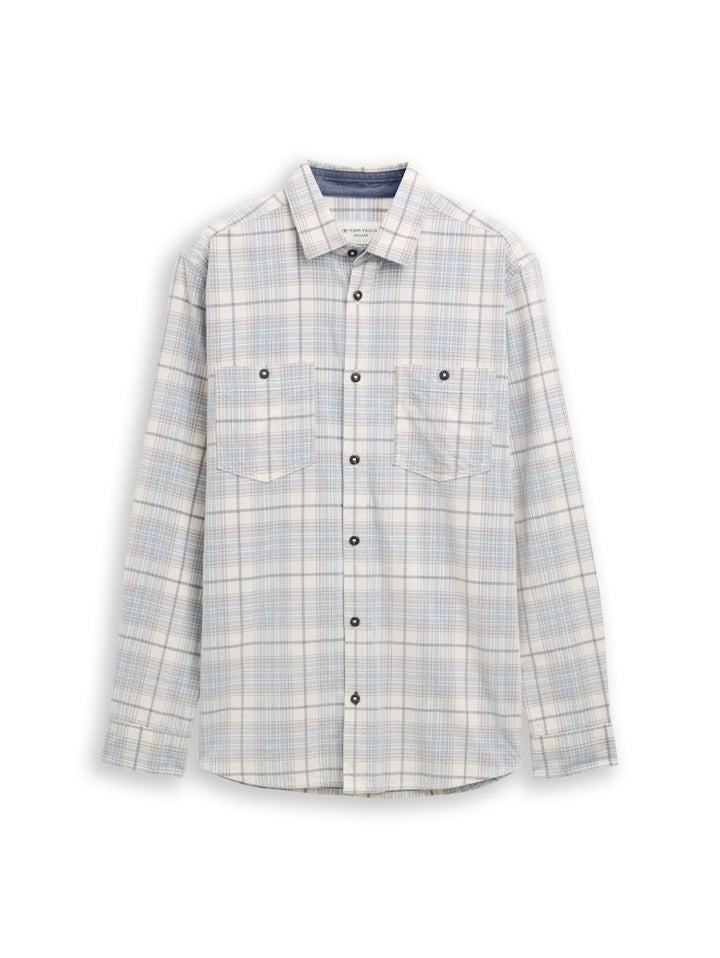 Coruduroy Check Shirt - Ecru Dessin