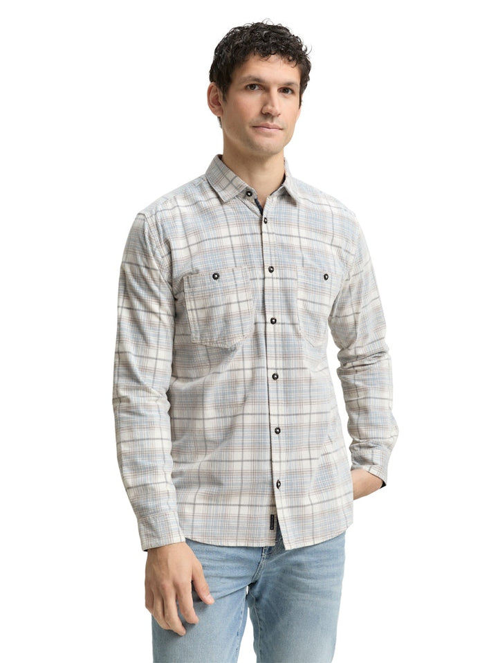 Coruduroy Check Shirt - Ecru Dessin