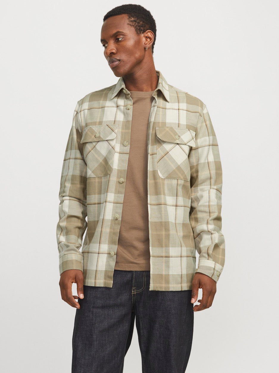 Jprccraymond Spring Check Overshirt - Ecru Dessin