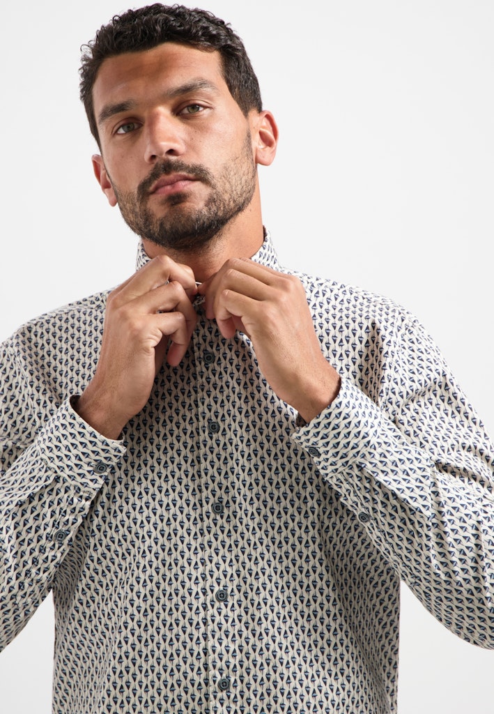 Shirt Stretch Allover Printed - Ecru Dessin