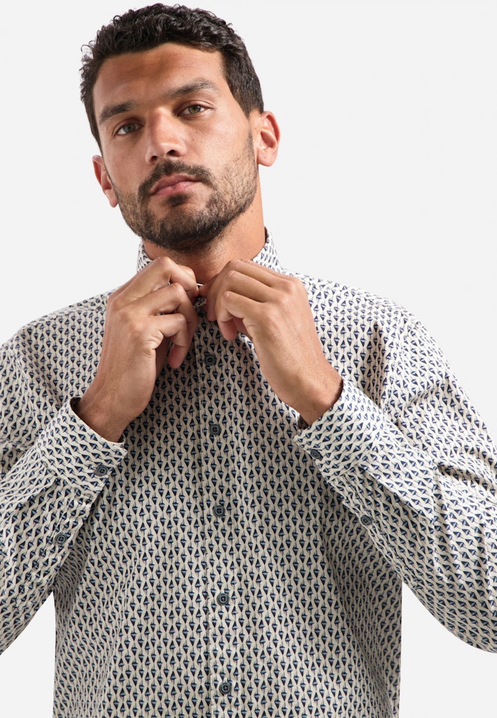 Shirt Stretch Allover Printed - Ecru Dessin