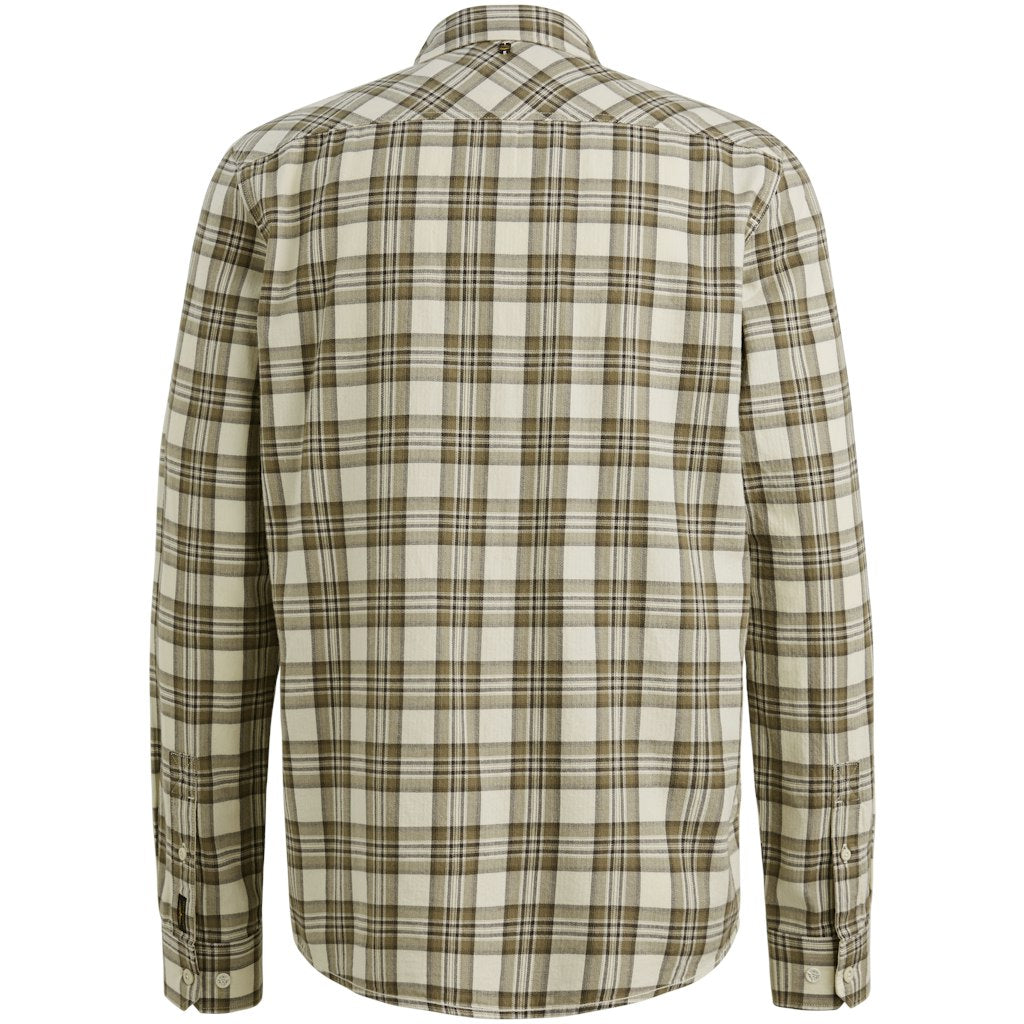 Long Sleeve Shirt Herringbone Yarn - Ecru Dessin