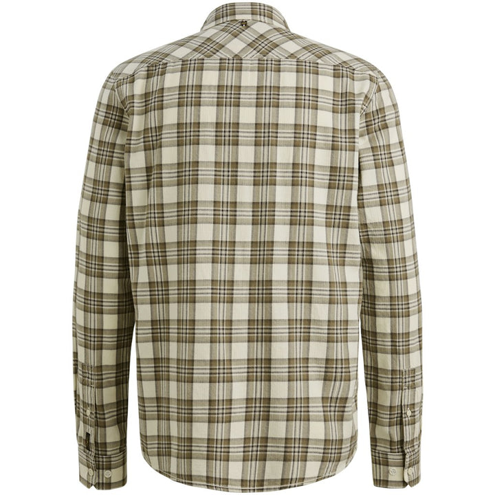 Long Sleeve Shirt Herringbone Yarn - Ecru Dessin