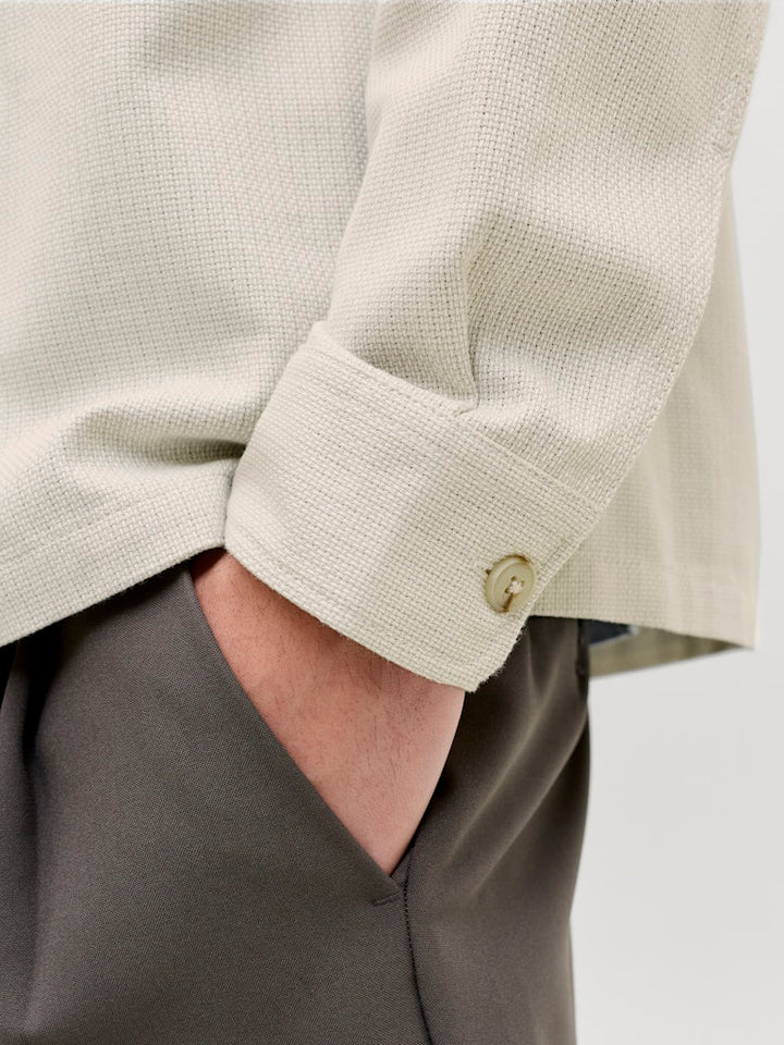 Jprblurayle Linen Bl. Solid Ls Shirt Sn - Ecru Dessin