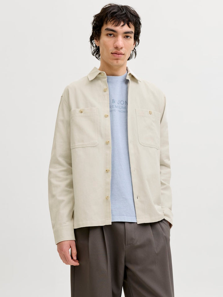 Jprblurayle Linen Bl. Solid Ls Shirt Sn - Ecru Dessin