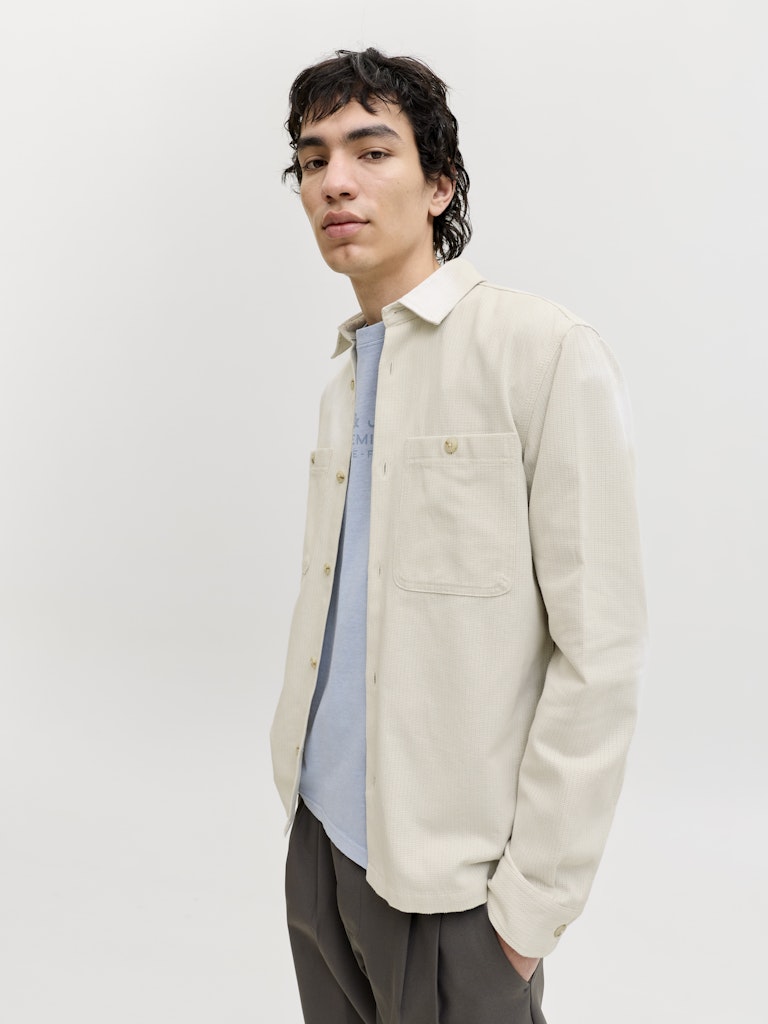 Jprblurayle Linen Bl. Solid Ls Shirt Sn - Ecru Dessin