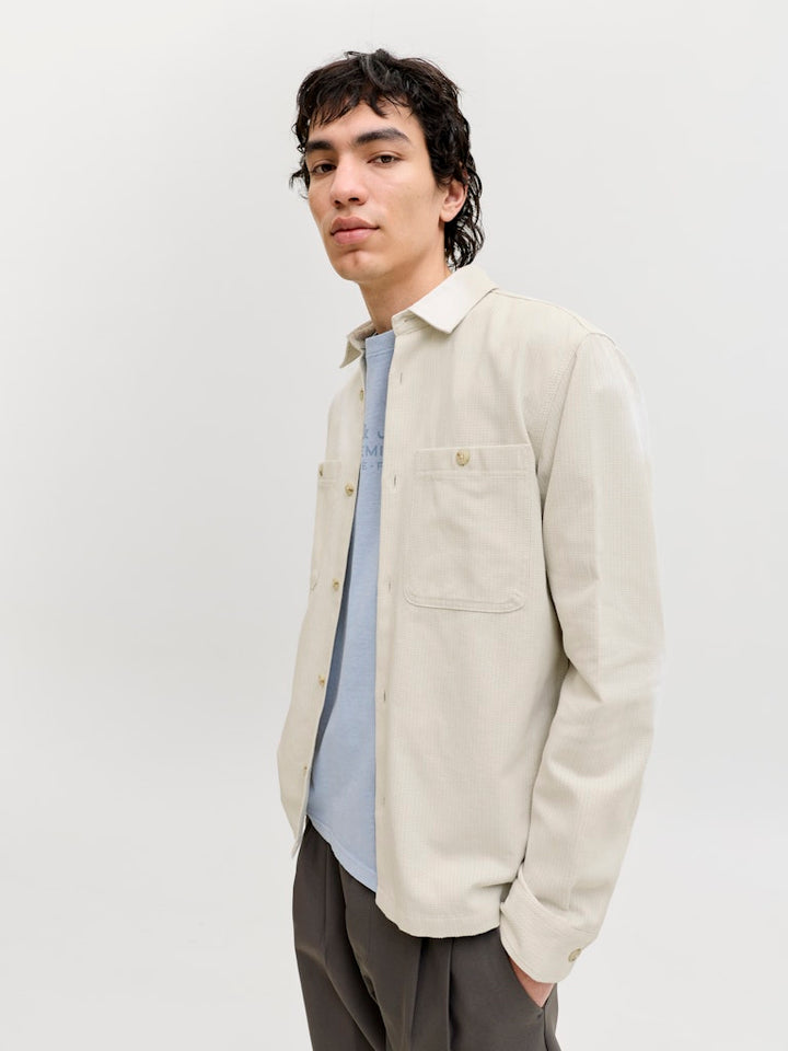 Jprblurayle Linen Bl. Solid Ls Shirt Sn - Ecru Dessin