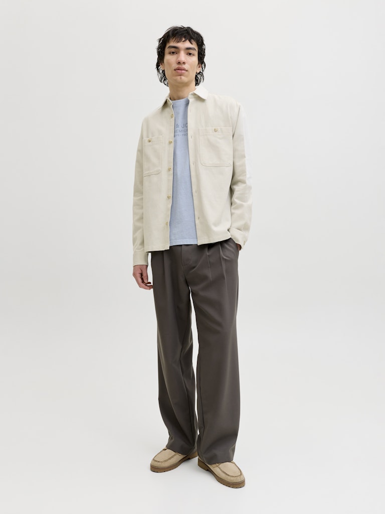 Jprblurayle Linen Bl. Solid Ls Shirt Sn - Ecru Dessin