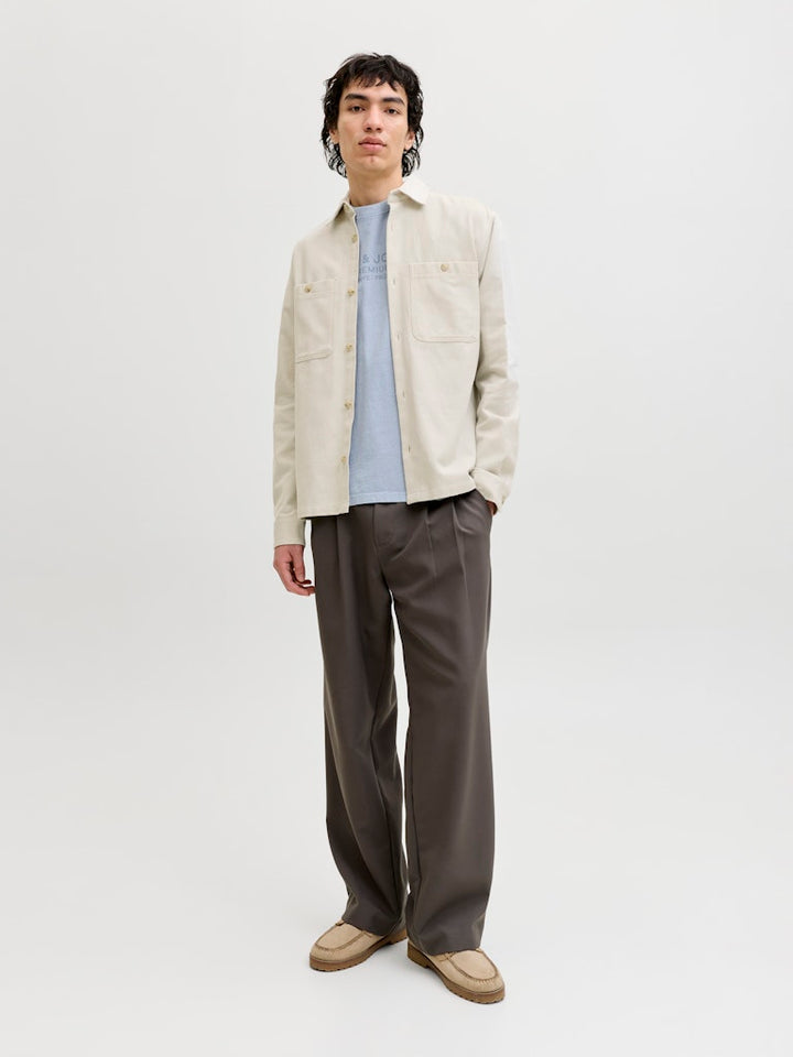 Jprblurayle Linen Bl. Solid Ls Shirt Sn - Ecru Dessin