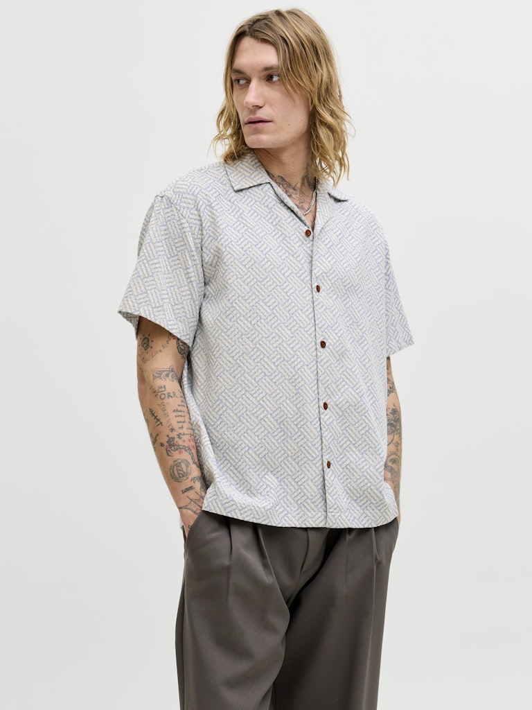 Jprbluwinson Print Dobby S/s Shirt Ln - Ecru Dessin