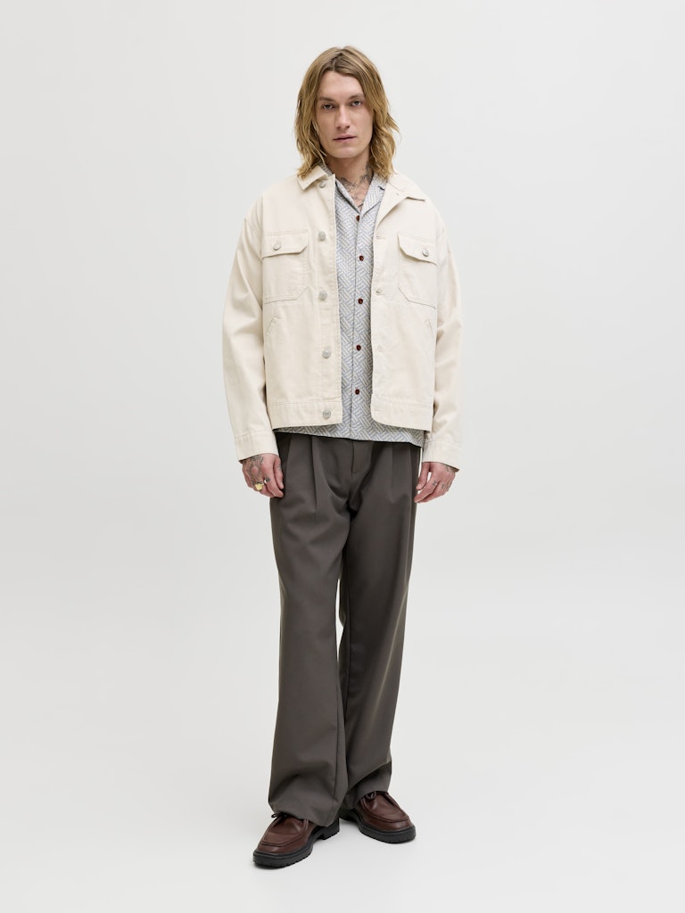 Jprbluwinson Print Dobby S/s Shirt Ln - Ecru Dessin