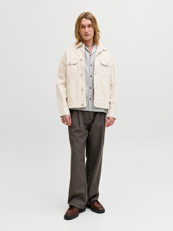 Jprbluwinson Print Dobby S/s Shirt Ln - Ecru Dessin