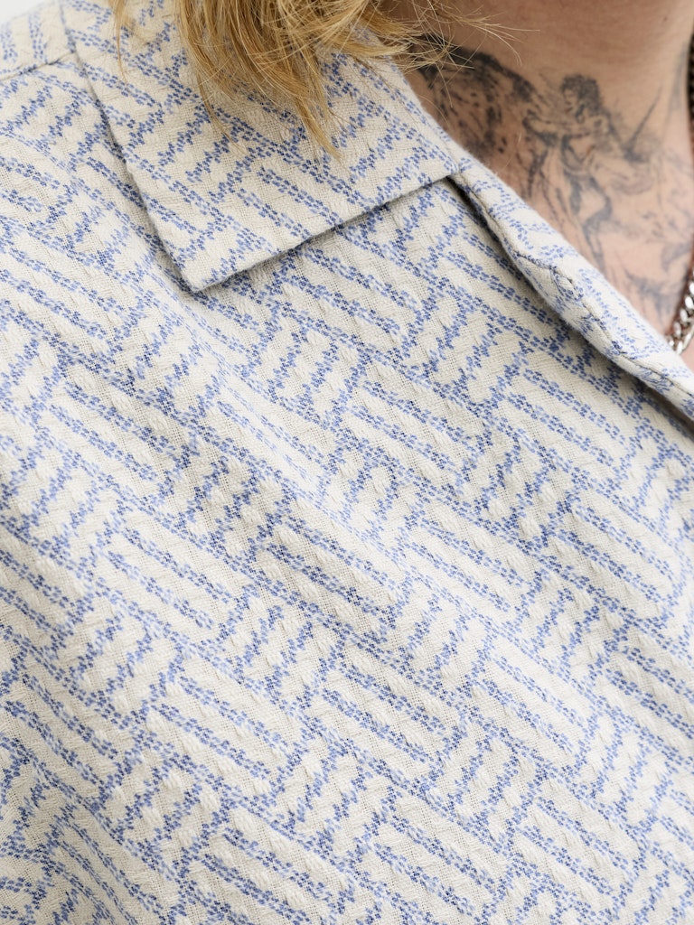 Jprbluwinson Print Dobby S/s Shirt Ln - Ecru Dessin