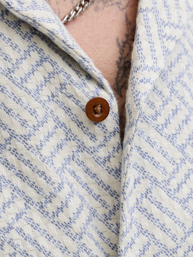 Jprbluwinson Print Dobby S/s Shirt Ln - Ecru Dessin