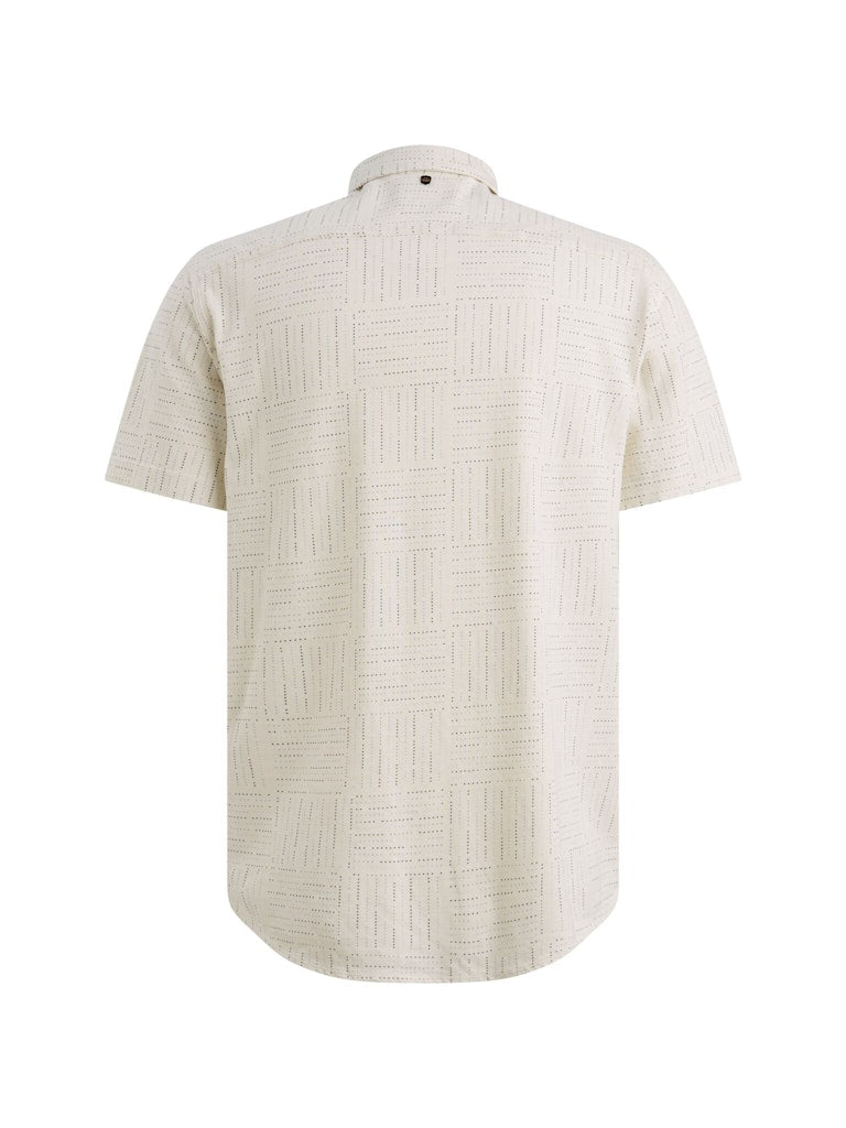 Short Sleeve Shirt Print On Pique - Ecru Dessin