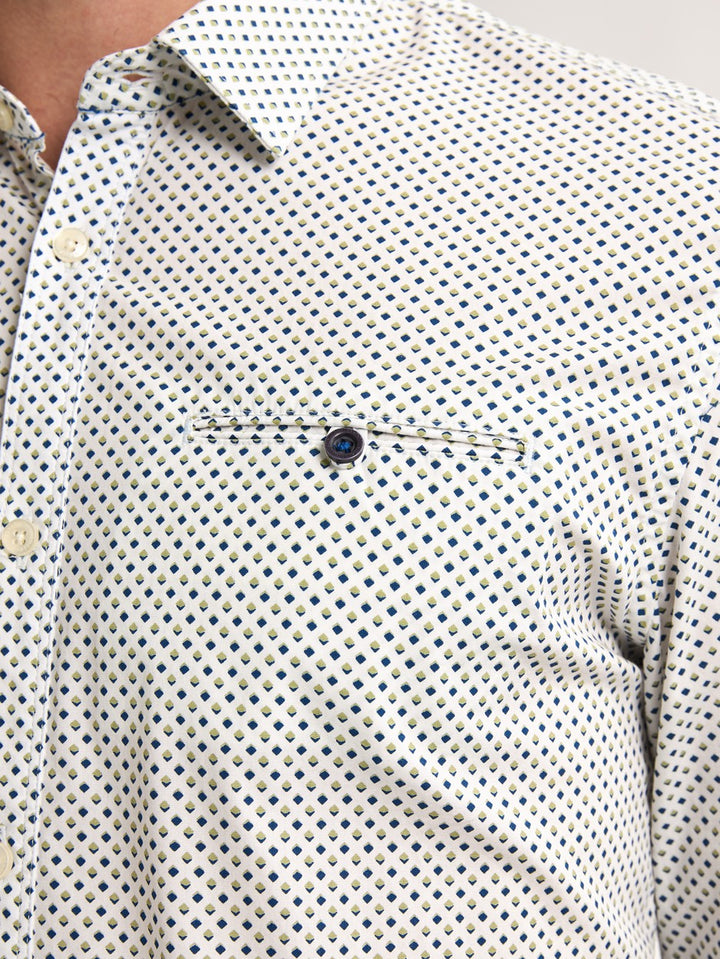 Men Shirt Long Sleeve Aop - Wit Dessin