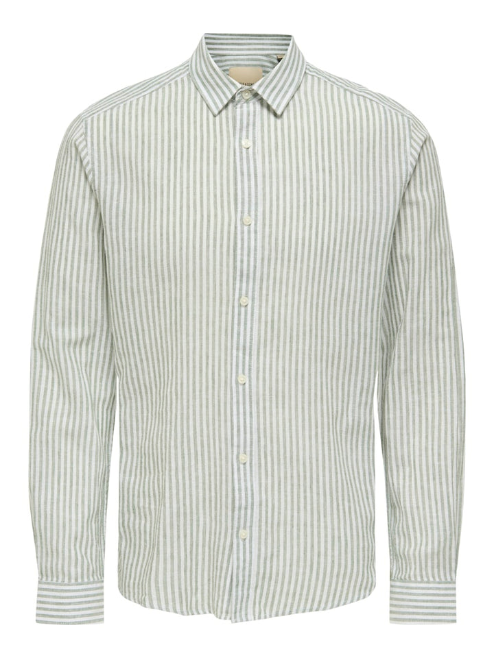 Onscaiden Life Ls Stripe Linen - Wit Dessin