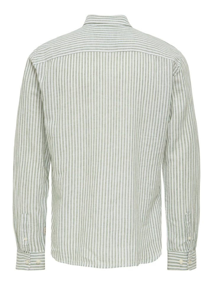 Onscaiden Life Ls Stripe Linen - Wit Dessin