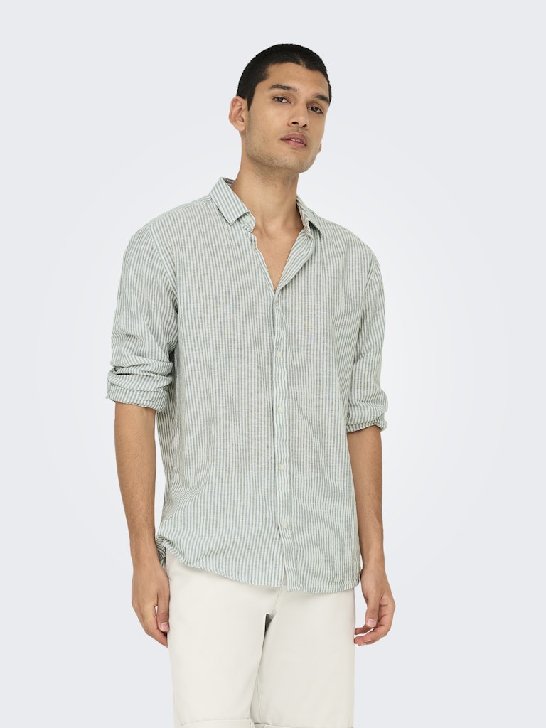 Onscaiden Life Ls Stripe Linen - Wit Dessin