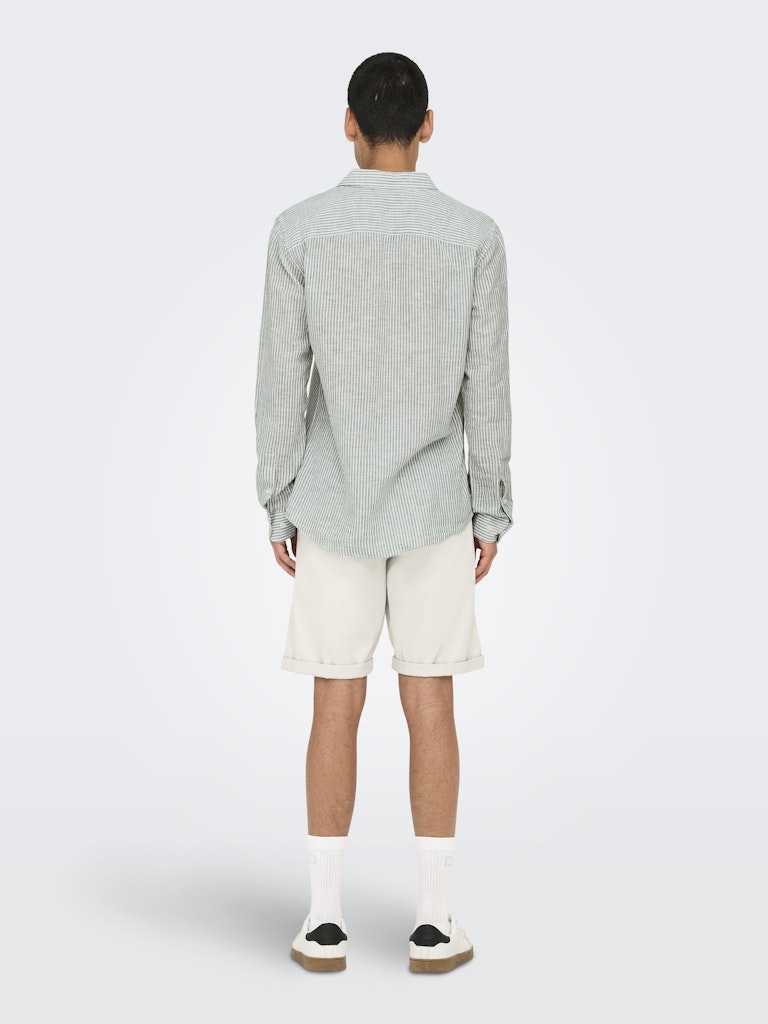 Onscaiden Life Ls Stripe Linen - Wit Dessin