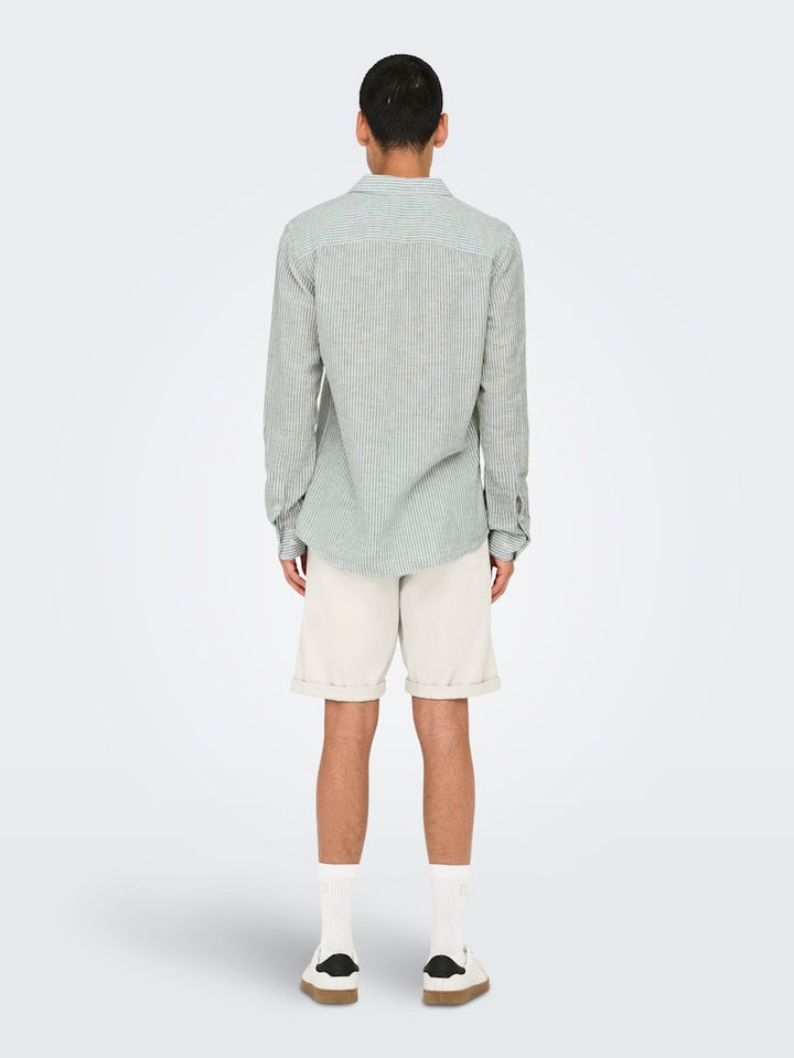 Onscaiden Life Ls Stripe Linen - Wit Dessin