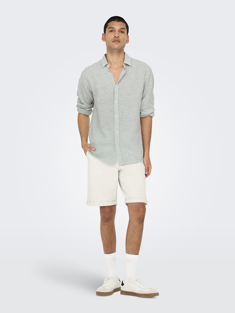 Onscaiden Life Ls Stripe Linen - Wit Dessin