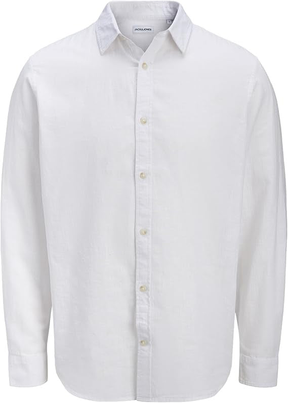 Jjesummer Linen Blend Shirt L/s Sn - Wit Dessin