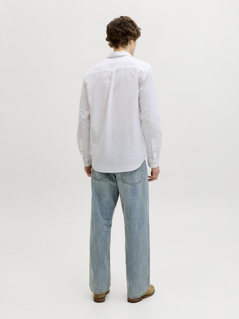 Jjesummer Linen Blend Shirt L/s Sn - Wit Dessin