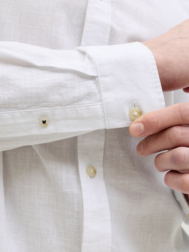 Jjesummer Linen Blend Shirt L/s Sn - Wit Dessin