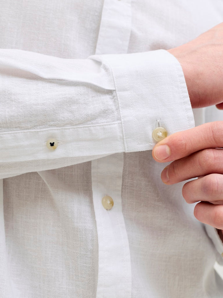 Jjesummer Linen Blend Shirt L/s Sn - Wit Dessin