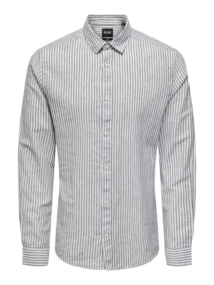 Onscaiden Life Ls Stripe Linen - Wit Dessin