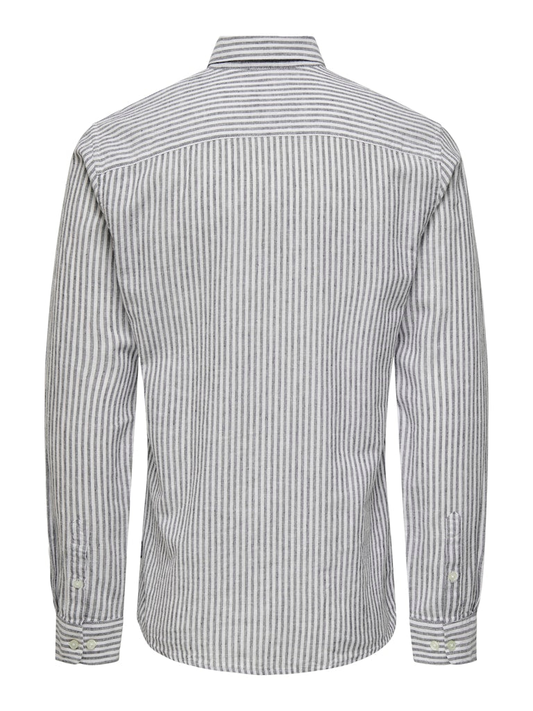 Onscaiden Life Ls Stripe Linen - Wit Dessin
