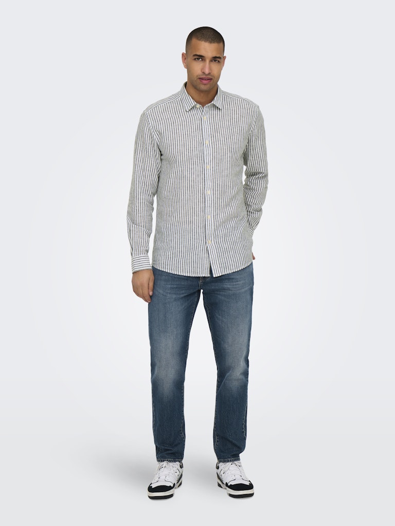 Onscaiden Life Ls Stripe Linen - Wit Dessin