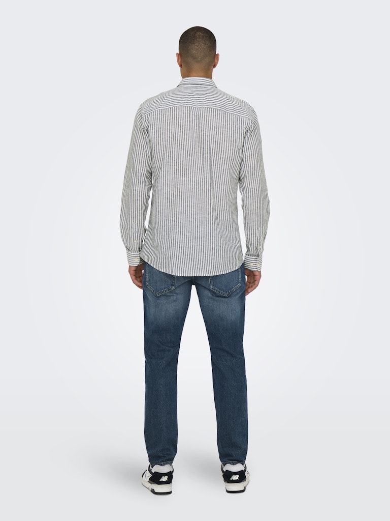 Onscaiden Life Ls Stripe Linen - Wit Dessin