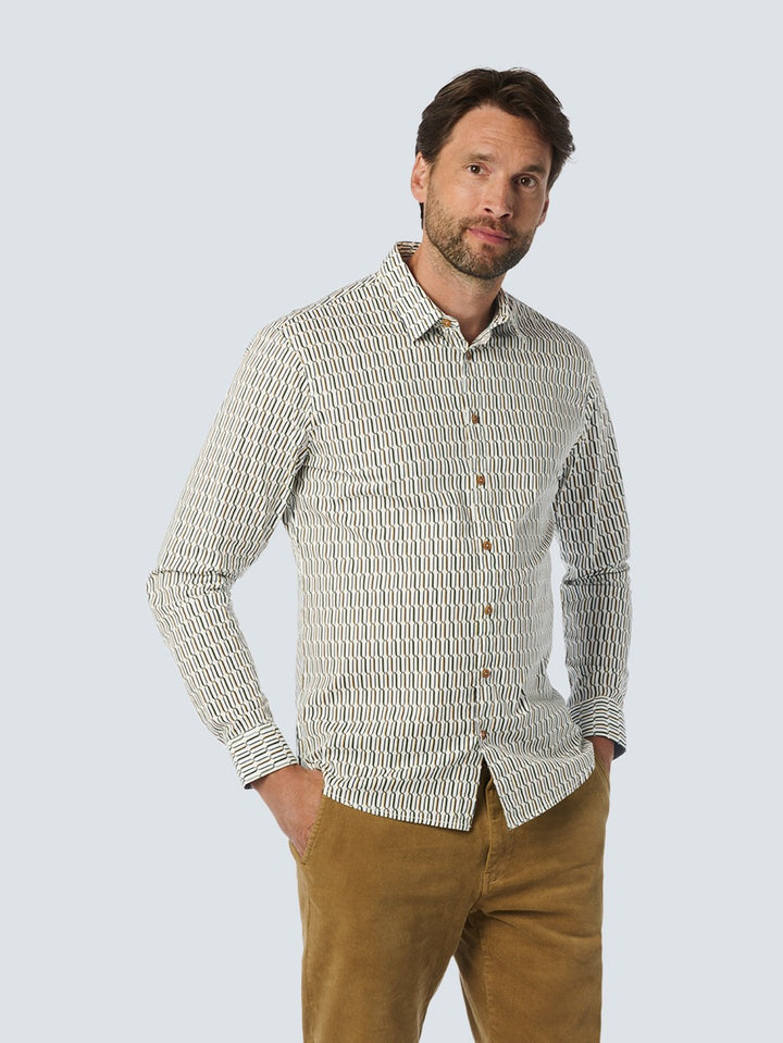 Shirt Strech Allover Printed - Wit Dessin