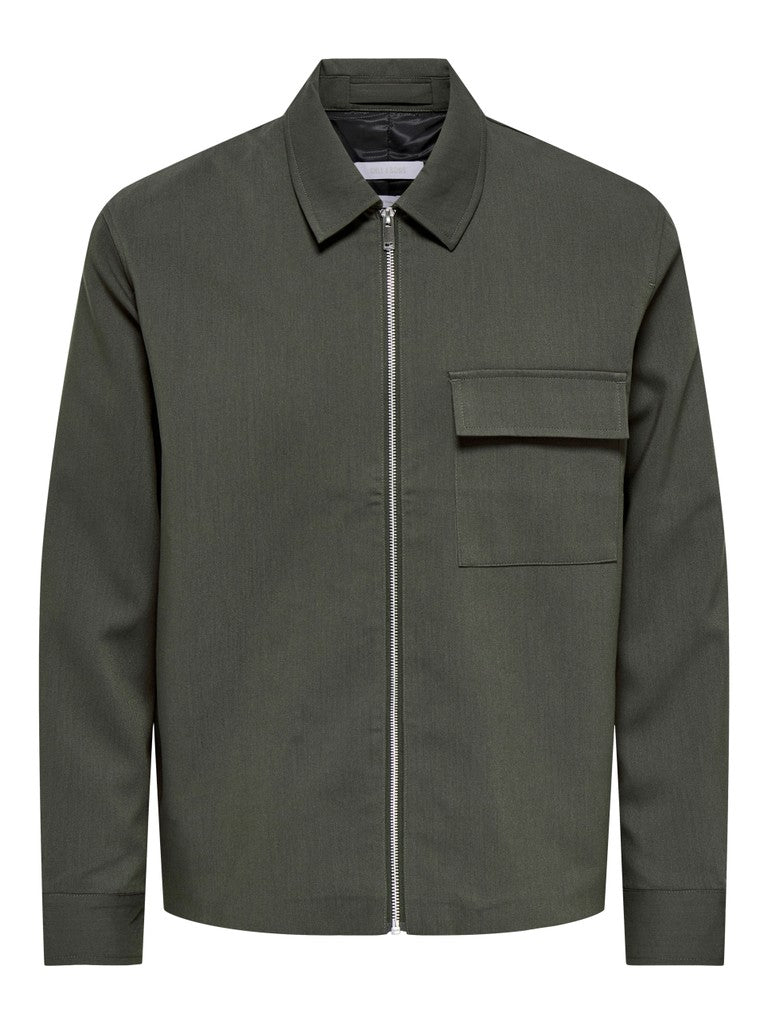 Onswill Reg 0292 Zip Overshirt Frml Noos - Groen